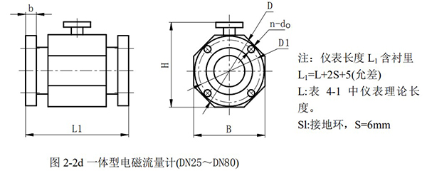 农业灌溉电磁流量计外形尺寸图二