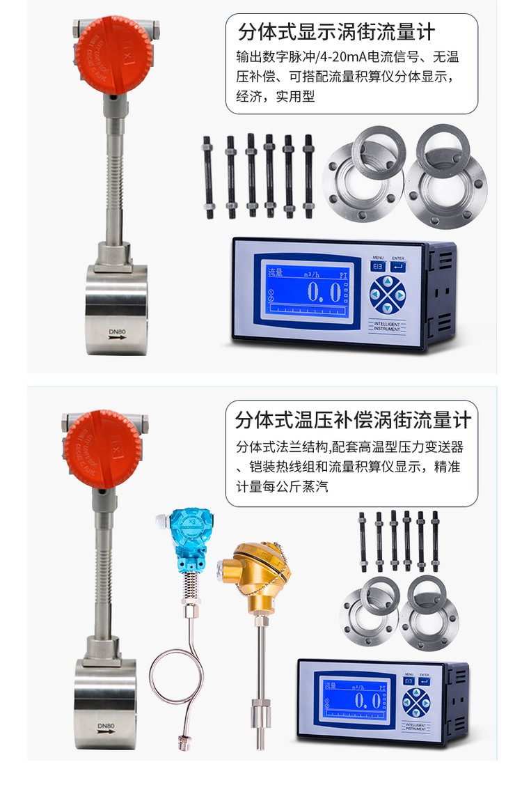 dn15涡街流量计分体式选型图