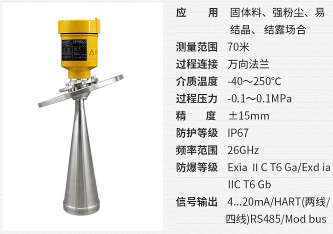 硝酸雷达液位计RD706技术参数表图