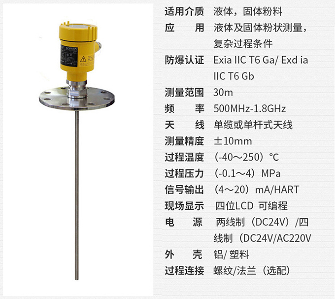 液氨雷达液位计RD710技术参数表图