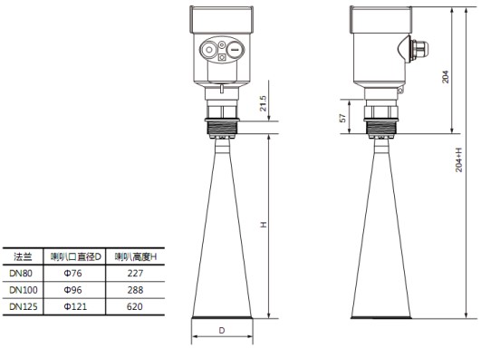 硝酸雷达液位计RD708外形尺寸图