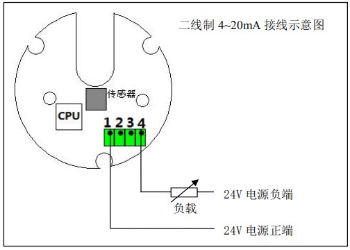 智能椭圆齿轮流量计二线制接线图